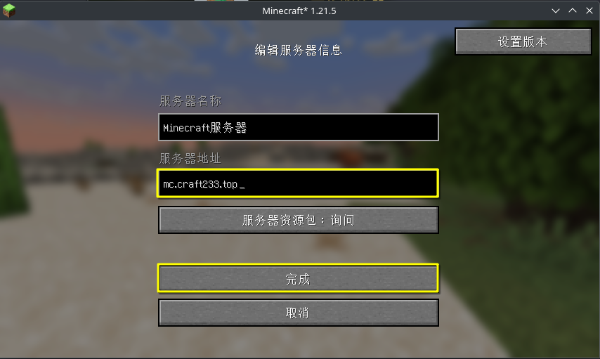 Java版添加服务器